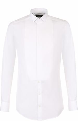Хлопковая сорочка с воротником бабочка Dolce & Gabbana. Цвет: белый