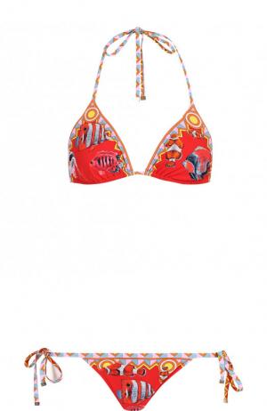 Раздельный купальник с принтом Dolce & Gabbana. Цвет: красный