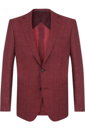 Однобортный пиджак из смеси шерсти и льна с шелком Pal Zileri. Цвет: бордовый