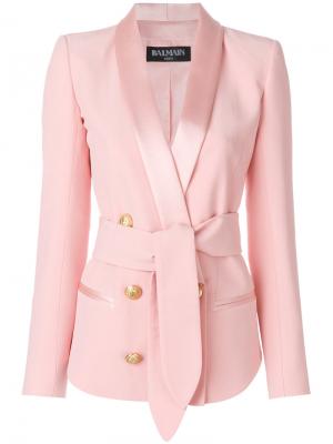 Двубортный пиджак Balmain. Цвет: розовый и фиолетовый