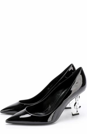 Лаковые туфли Opyum на фигурной шпильке Saint Laurent. Цвет: черный