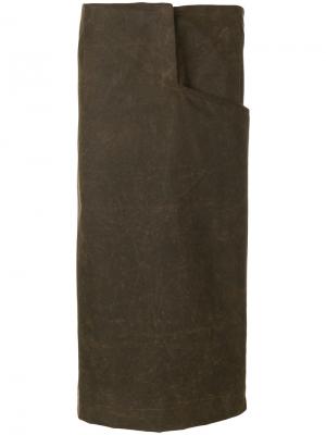 Юбка-карандаш с твидовой отделкой Joshua Millard. Цвет: коричневый