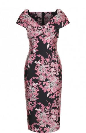 Приталенное платье-миди с цветочным принтом Dolce & Gabbana. Цвет: розовый