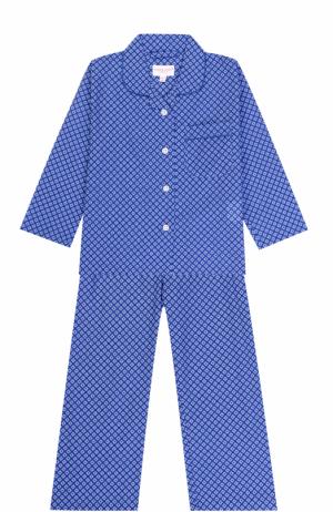 Хлопковая пижама с принтом Derek Rose. Цвет: голубой
