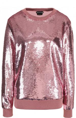Пуловер с круглым вырезом и пайетками Tom Ford. Цвет: розовый