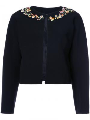 Укороченный пиджак с цветочным украшением Altuzarra. Цвет: чёрный