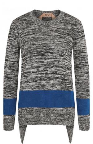 Хлопковый пуловер свободного кроя с круглым вырезом No. 21. Цвет: серый