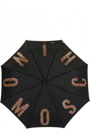 Складной зонт с принтом Moschino. Цвет: черный