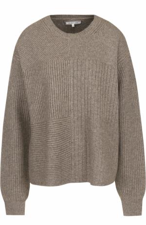 Шерстяной свитер свободного кроя с круглым вырезом Helmut Lang. Цвет: бежевый
