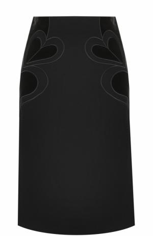 Юбка-миди с декоративной отделкой Elie Saab. Цвет: черный