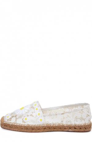 Кружевные эспадрильи с декором Dolce & Gabbana. Цвет: белый
