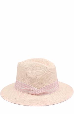 Соломенная шляпа с лентой Inverni. Цвет: светло-розовый