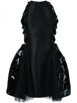 Платье с расклешенной юбкой и кожаными вставками Isabel Sanchis. Цвет: чёрный