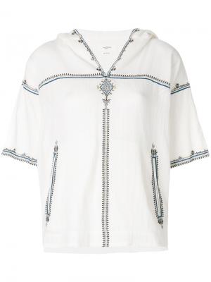 Блузка с вышивкой и капюшоном Isabel Marant Étoile. Цвет: белый