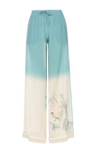 Шелковые брюки в пижамном стиле с эластичным поясом Valentino. Цвет: светло-голубой