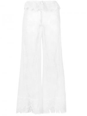 Прозрачные кружевные пляжные брюки Ermanno Scervino. Цвет: белый