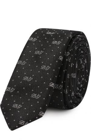 Шелковый галстук с узором Dolce & Gabbana. Цвет: черный