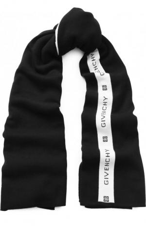 Шерстяной шарф с логотипом бренда Givenchy. Цвет: черно-белый