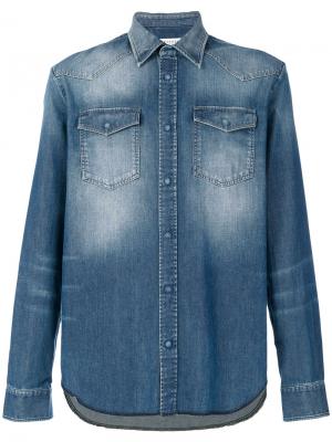 Выбеленная джинсовая рубашка Maison Margiela. Цвет: синий