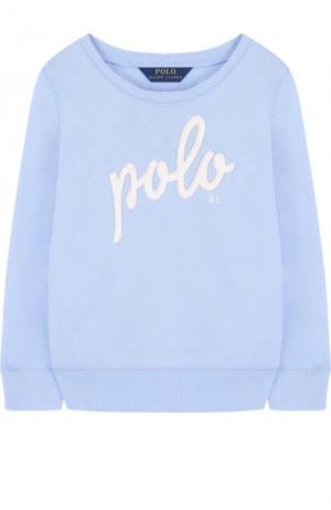 Свитшот джерси и логотипом бренда Polo Ralph Lauren. Цвет: голубой