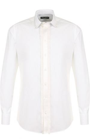 Сорочка под смокинг из смеси хлопка и шелка Dolce & Gabbana. Цвет: белый