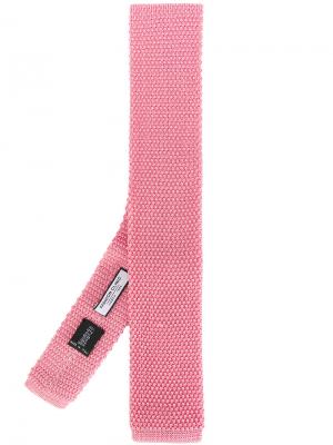 Трикотажный галстук с квадратным кончиком Fashion Clinic Timeless. Цвет: розовый и фиолетовый