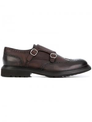 Туфли-монки с лямками на пряжках Delloglio Dell'oglio. Цвет: коричневый