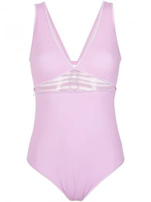 Tulle panel bodysuit Andrea Bogosian. Цвет: розовый и фиолетовый