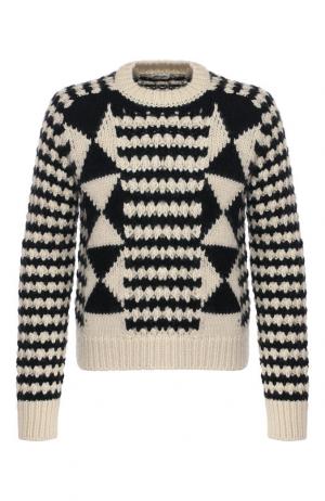 Шерстяной свитер фактурной вязки Saint Laurent. Цвет: разноцветный