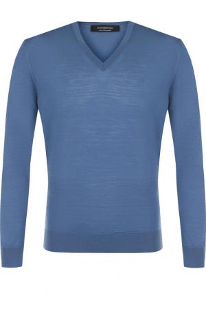 Шерстяной пуловер тонкой вязки Ermenegildo Zegna. Цвет: голубой