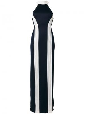 Вечернее платье с вертикальными полосками Galvan. Цвет: синий