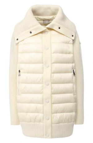 Утепленная куртка с отложным воротником Moncler. Цвет: белый