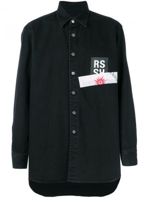 Джинсовая рубашка с нашивкой логотипа Raf Simons. Цвет: чёрный