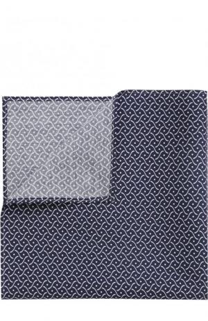 Хлопковый платок с принтом Emporio Armani. Цвет: темно-синий