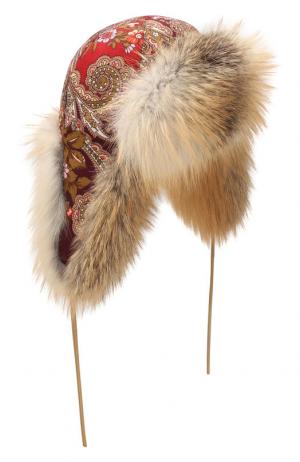Шапка-ушанка из меха лисы FurLand. Цвет: бежевый