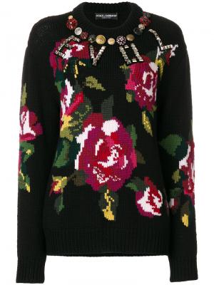 Декорированный свитер с принтом Dolce & Gabbana. Цвет: чёрный