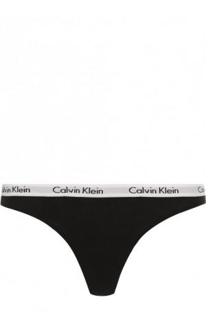Хлопковые трусы-стринги с логотипом бренда Calvin Klein Underwear. Цвет: черный