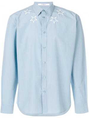 Рубашка с вышивкой звезд Givenchy. Цвет: синий