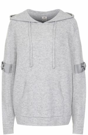 Вязаный пуловер с декоративной отделкой и капюшоном FTC. Цвет: серый