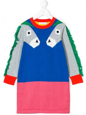 Платье-свитер с осликом Stella Mccartney Kids. Цвет: многоцветный