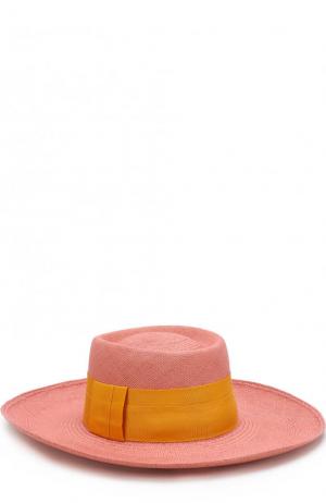 Соломенная шляпа с лентой Artesano. Цвет: розовый