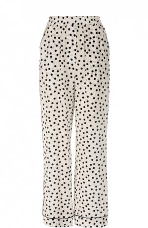 Шелковые брюки в горошек с эластичным поясом и карманами Dolce & Gabbana. Цвет: черно-белый