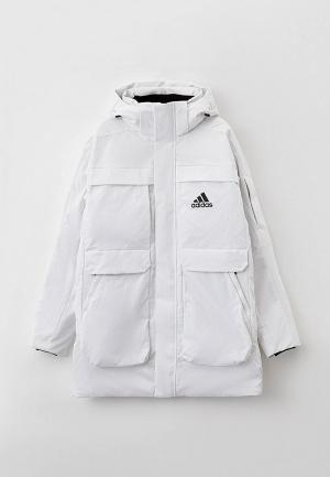 Пуховик adidas. Цвет: белый