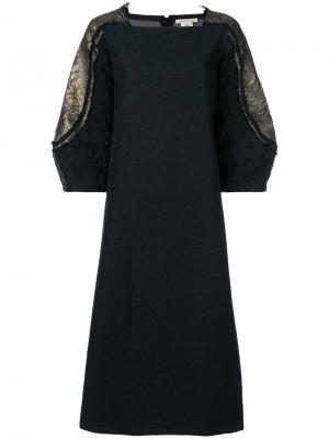 Платье с отделкой на рукавах Stefano Mortari. Цвет: чёрный