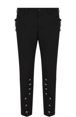 Укороченные хлопковые брюки с отделкой Dolce & Gabbana. Цвет: черный