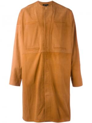 Пальто без воротника с потайной застежкой Qasimi. Цвет: коричневый