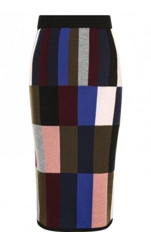 Шерстяная юбка-карандаш с принтом Victoria, Victoria Beckham. Цвет: разноцветный
