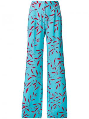 Широкие брюки  с растительным принтом Dvf Diane Von Furstenberg. Цвет: синий