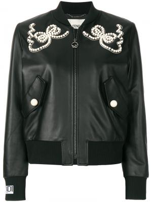 Декорированная куртка-бомбер Fendi. Цвет: чёрный