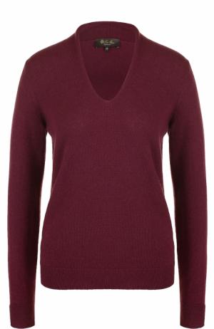 Кашемировый пуловер с V-образным вырезом Loro Piana. Цвет: бордовый